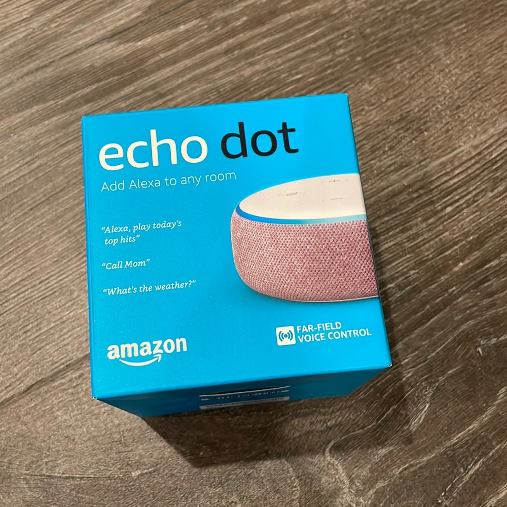 New with film on. Amazon echo dot great with smart home settings. White version
